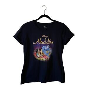 Disney Princess L short sleeve t-shirt cotton Aladdin movie casual black Genie